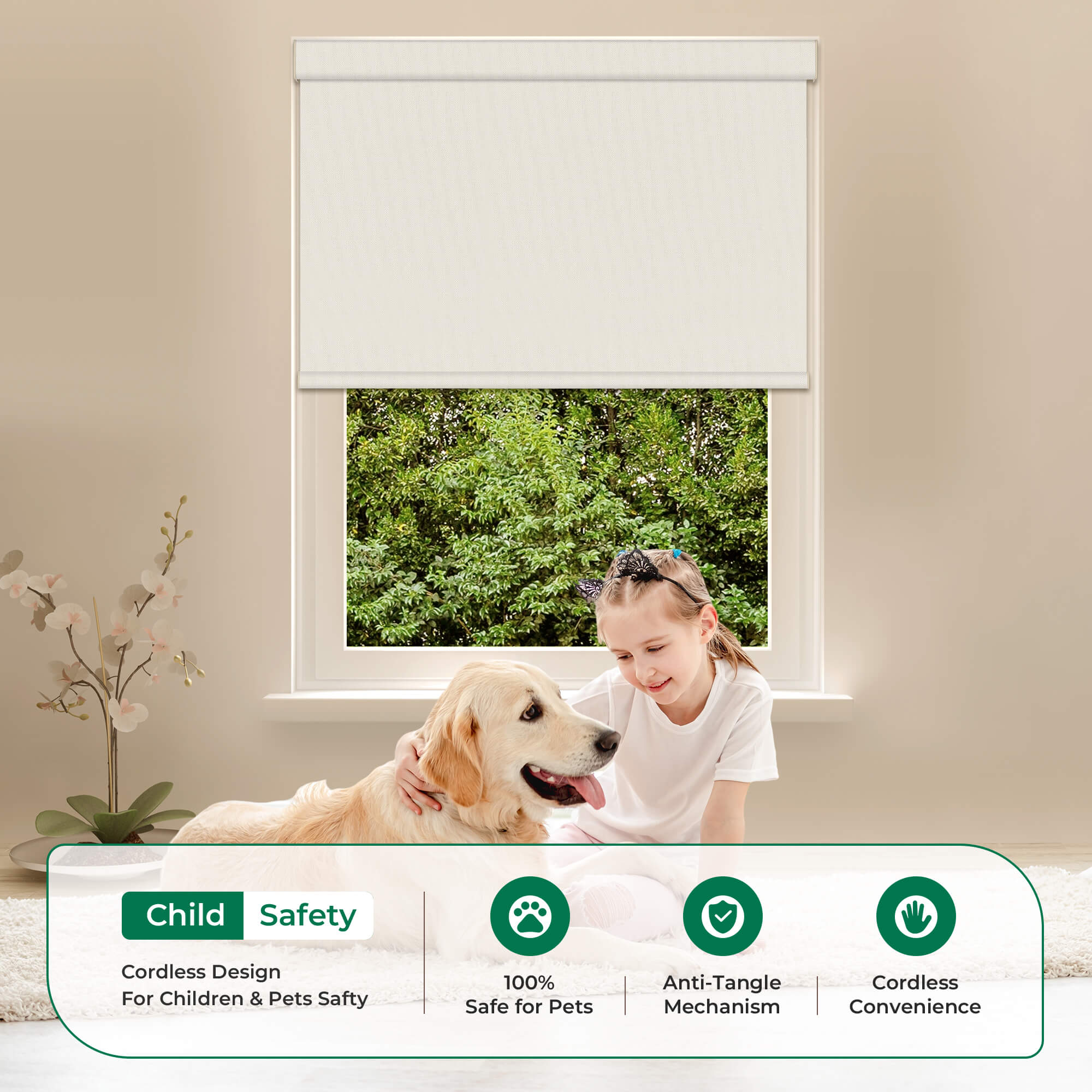 Allesin Dual-Control Blackout Roller Shades | Remote & Manual
