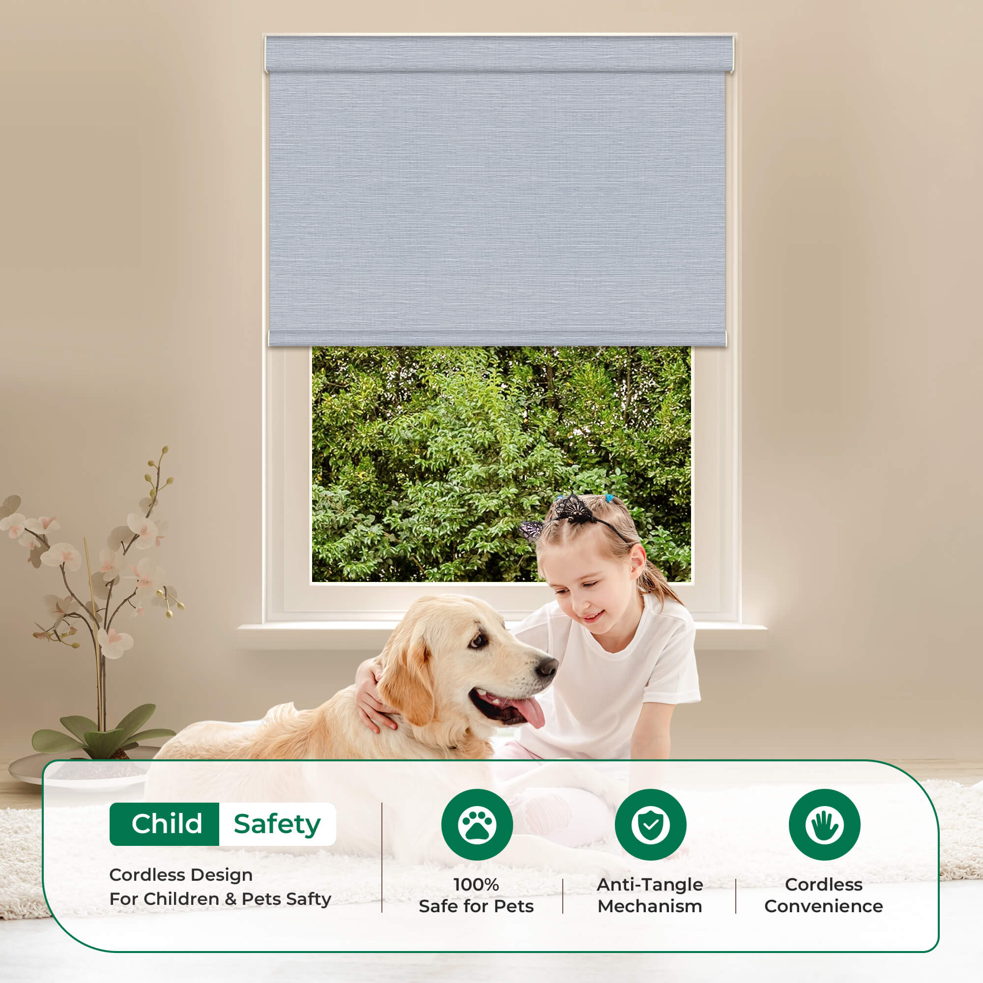 Allesin Dual-Control Blackout Roller Shades | Remote & Manual