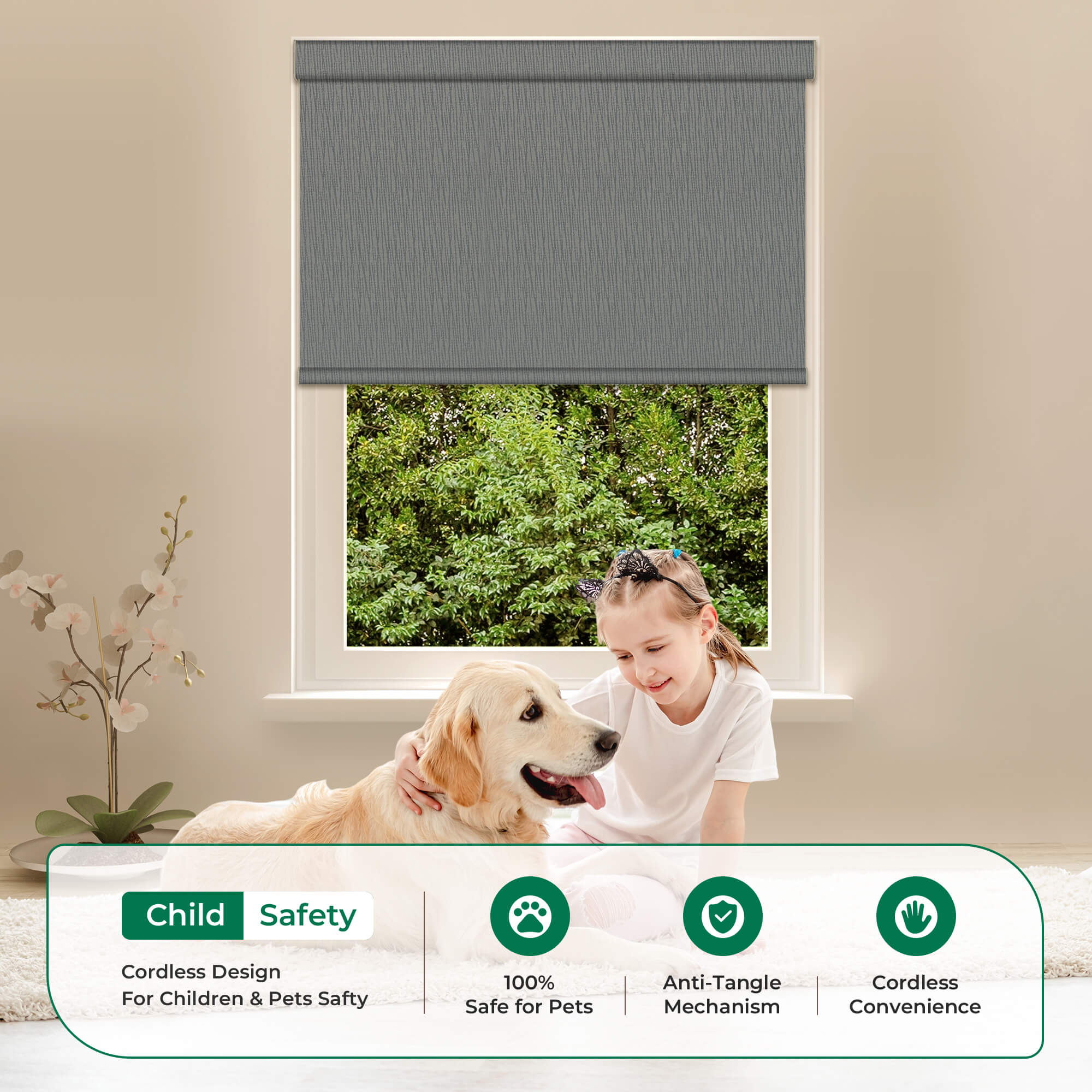 Allesin Dual-Control Blackout Roller Shades | Remote & Manual