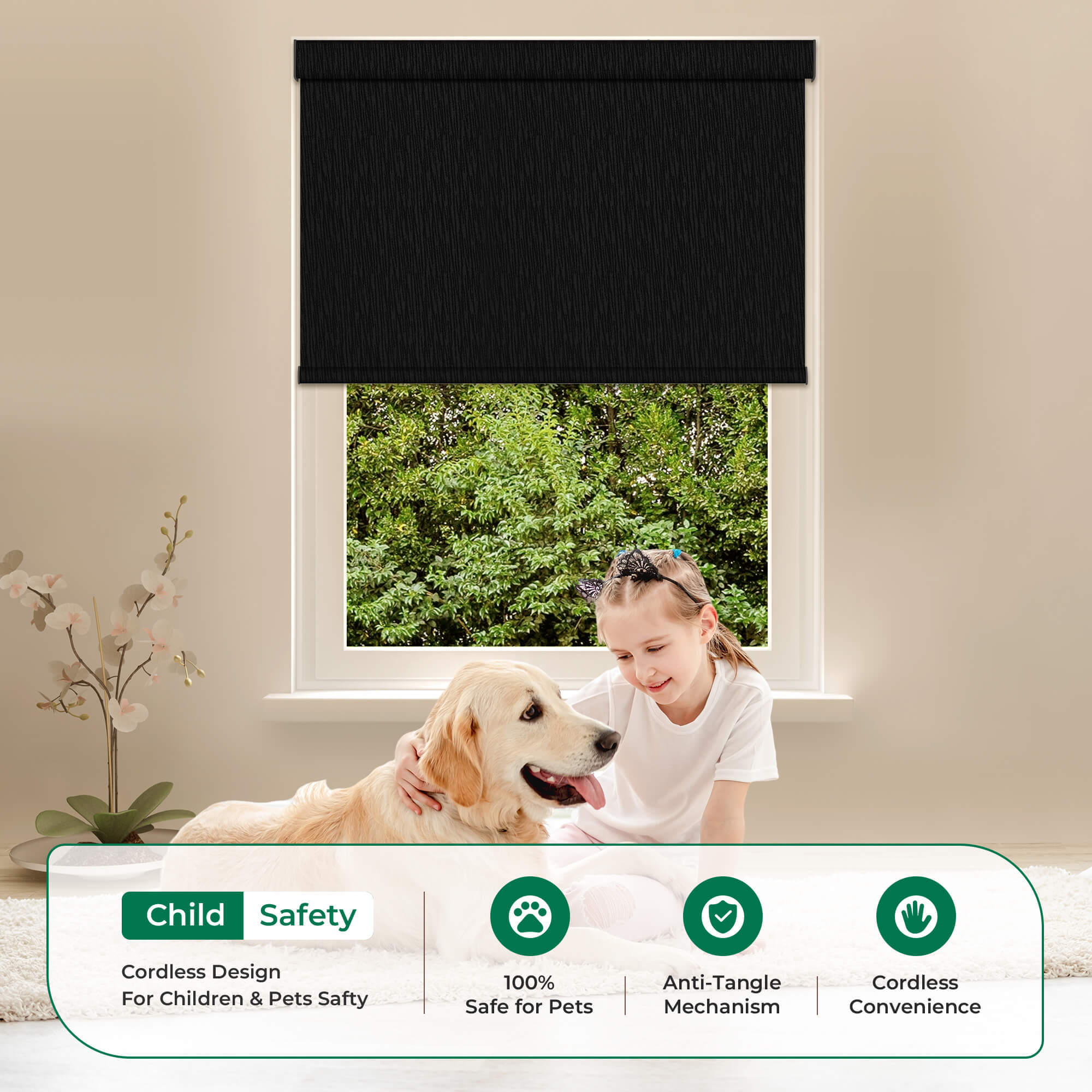 Allesin Dual-Control Blackout Roller Shades | Remote & Manual