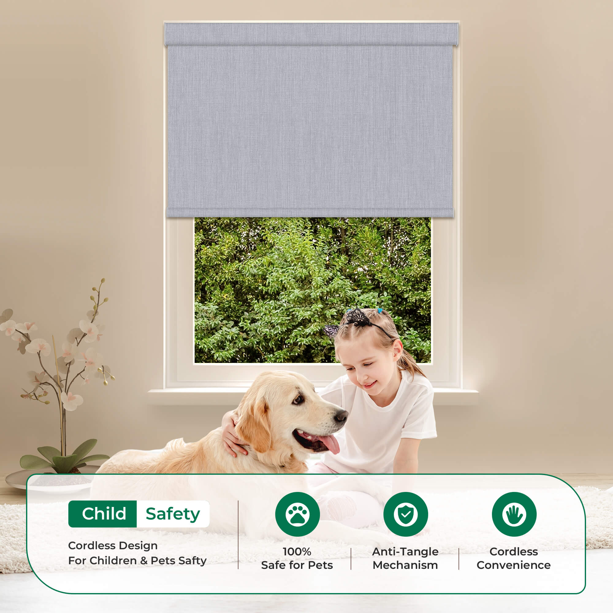 Allesin Dual-Control Blackout Roller Shades | Remote & Manual