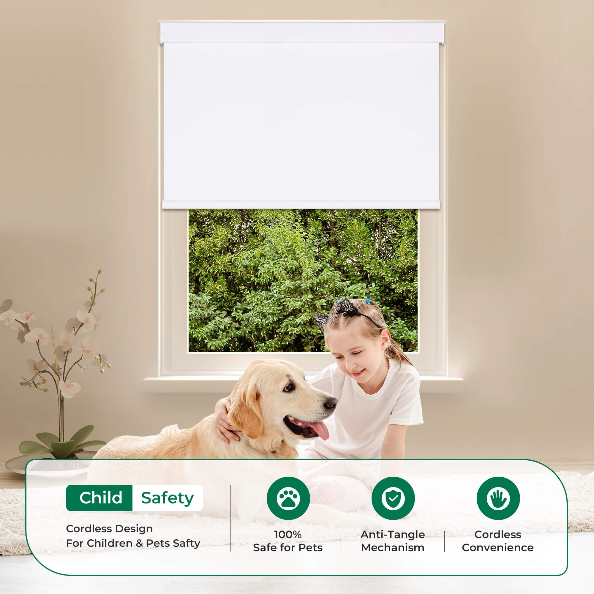 Allesin Dual-Control Blackout Roller Shades | Remote & Manual