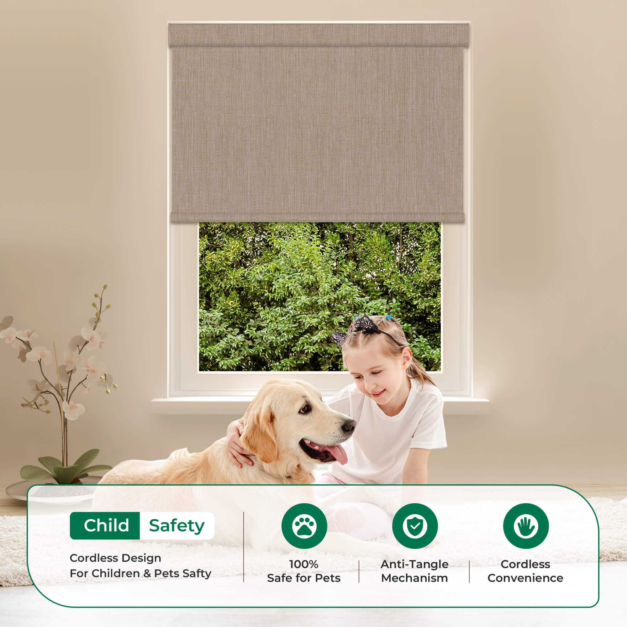 Allesin Dual-Control Blackout Roller Shades | Remote & Manual