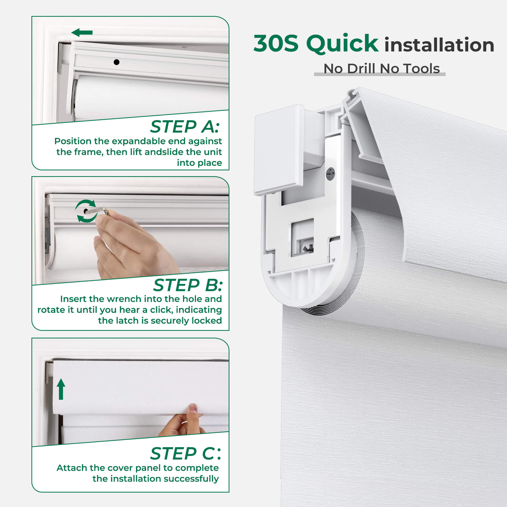 Allesin No-Drill Motorized Blackout Roller Shades | Standard Sizes