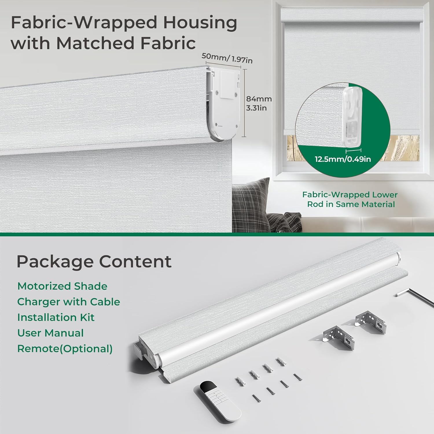 Allesin No-Drill Motorized Blackout Roller Shades | Standard Sizes