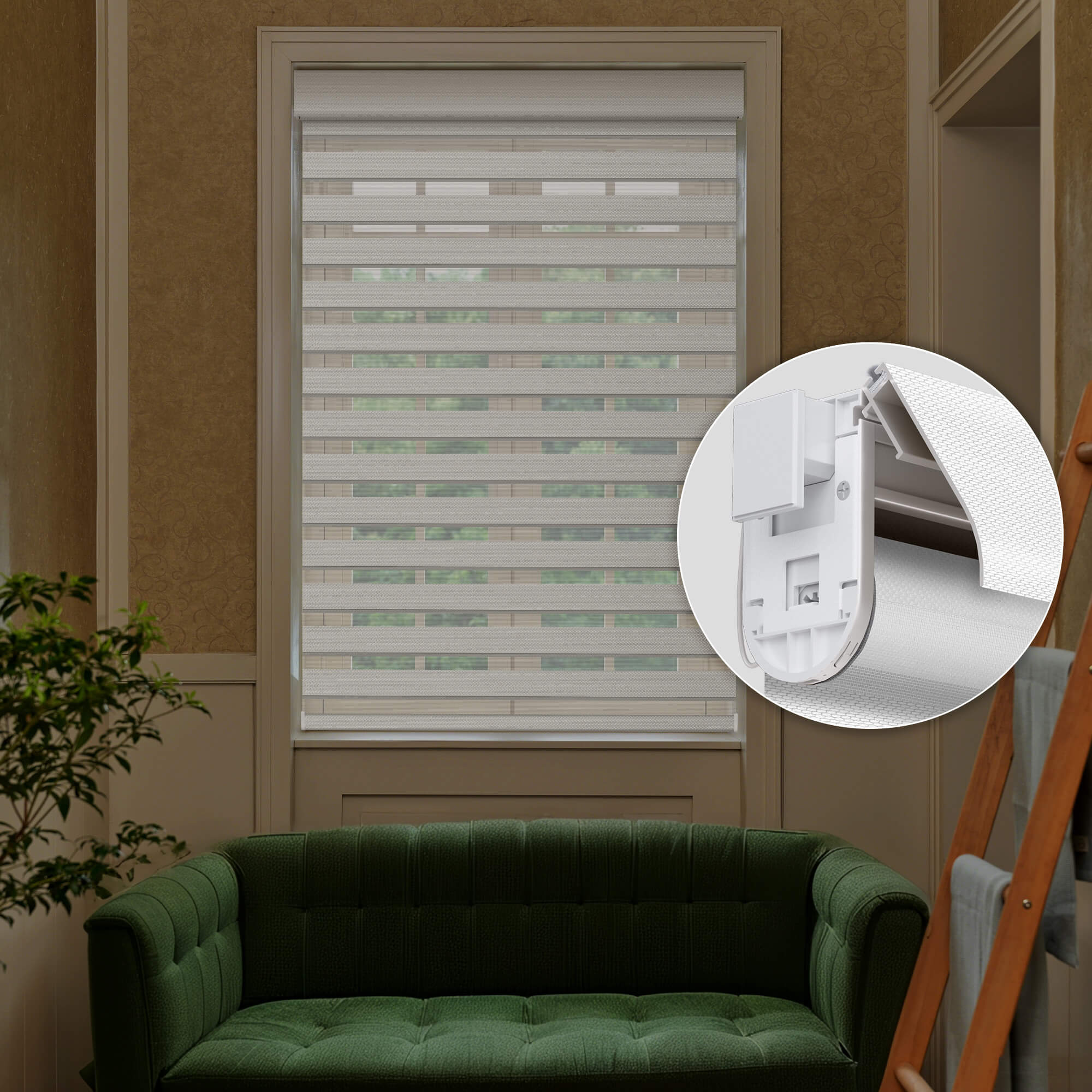 Allesin No-Drill Motorized Zebra Shades