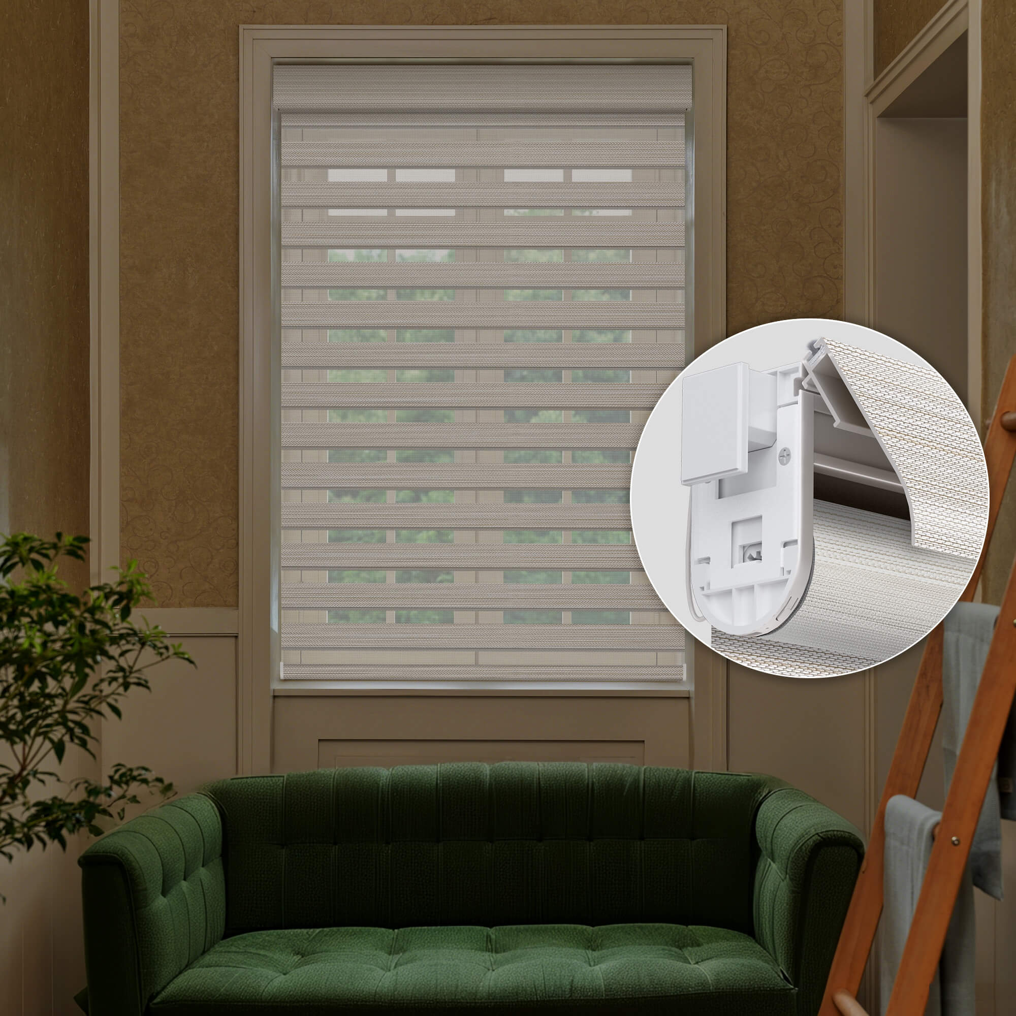 Allesin No-Drill Motorized Zebra Shades