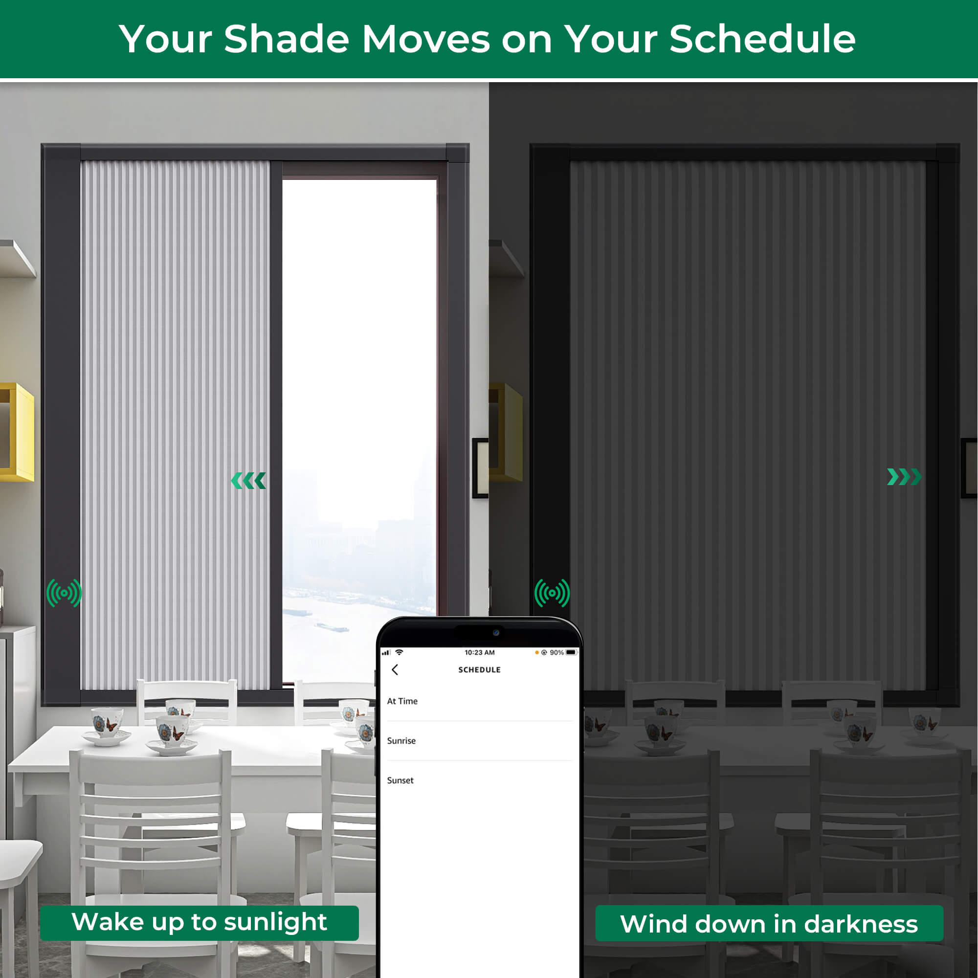 Allesin Motorized Side-Opening Blackout Honeycomb Shades | No-Drill Frame