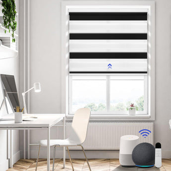 zebra motorized blinds remote control and voice control, works with smart speakers