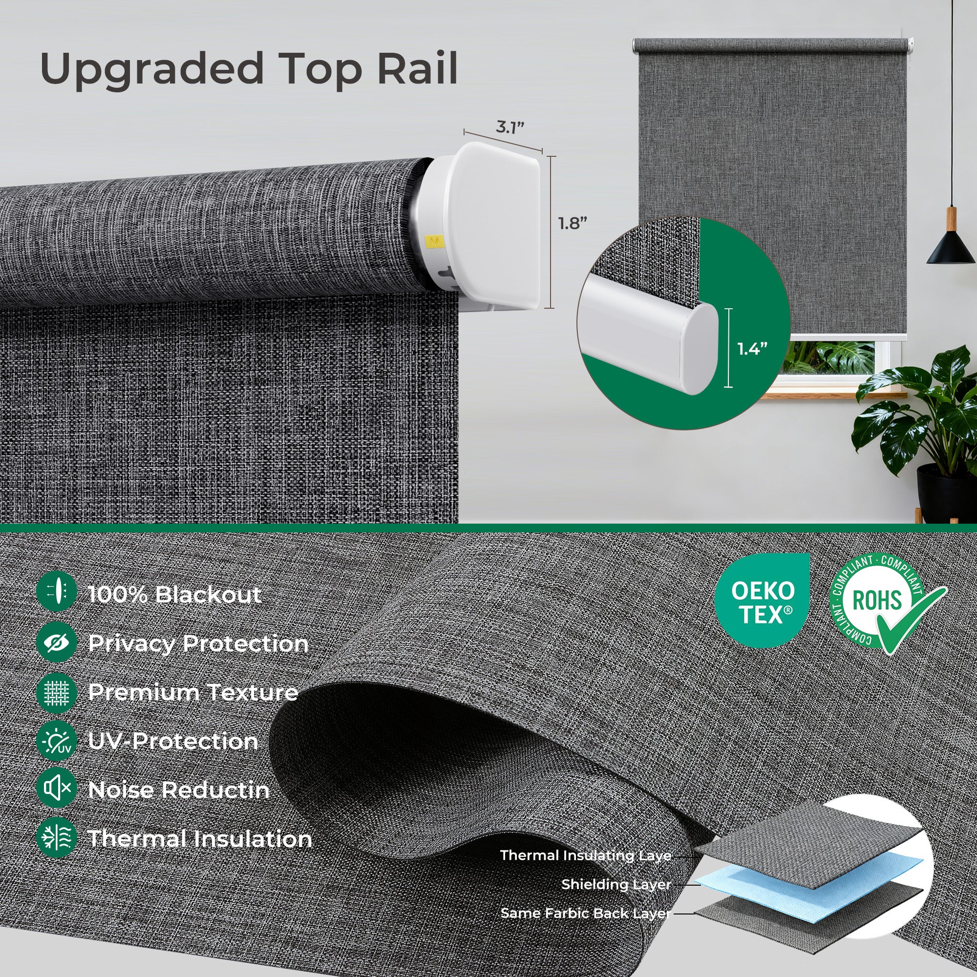 Allesin Outside Mount No-Drill Motorized Roller Shades (Pre-Order)