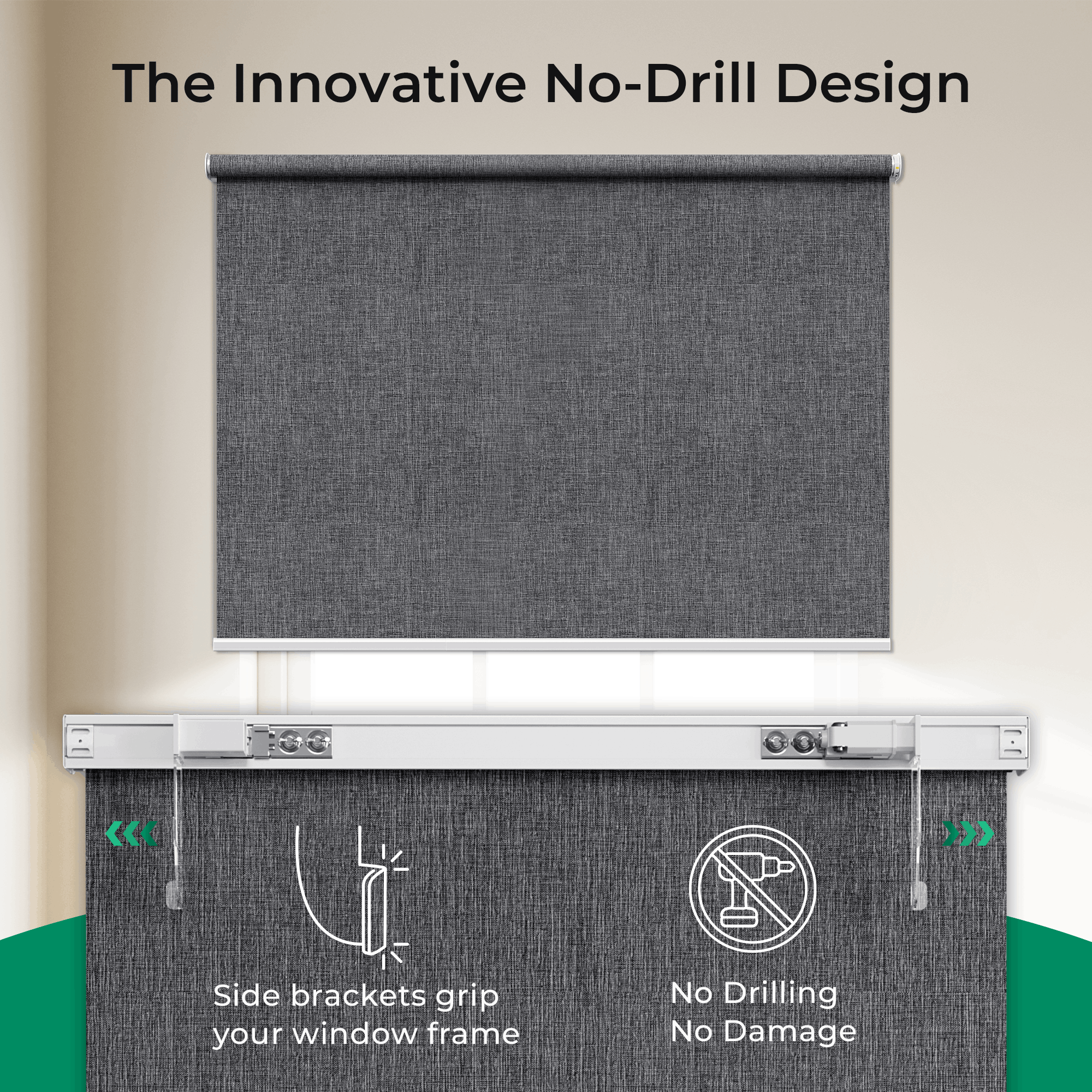 Allesin Outside Mount No-Drill Motorized Roller Shades (Pre-Order)