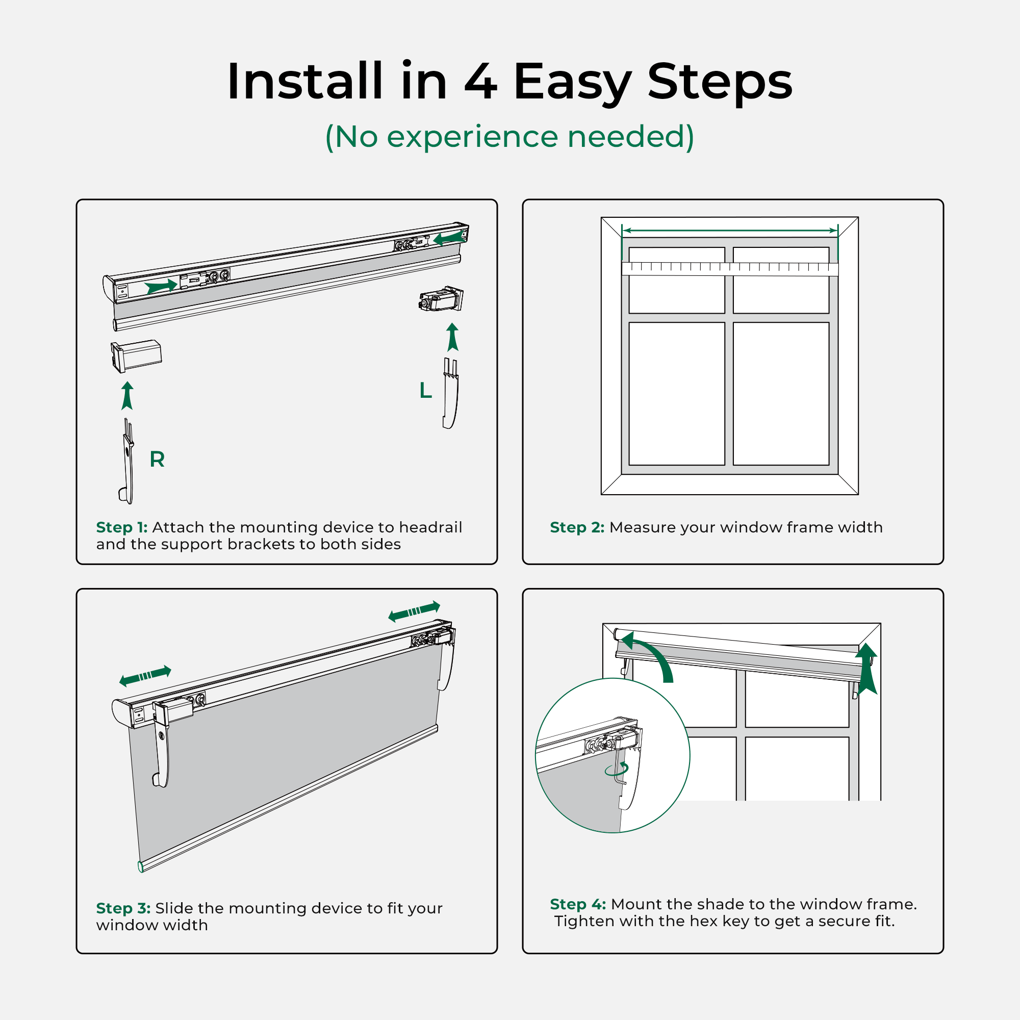 Allesin Outside Mount No-Drill Motorized Roller Shades (Pre-Order)
