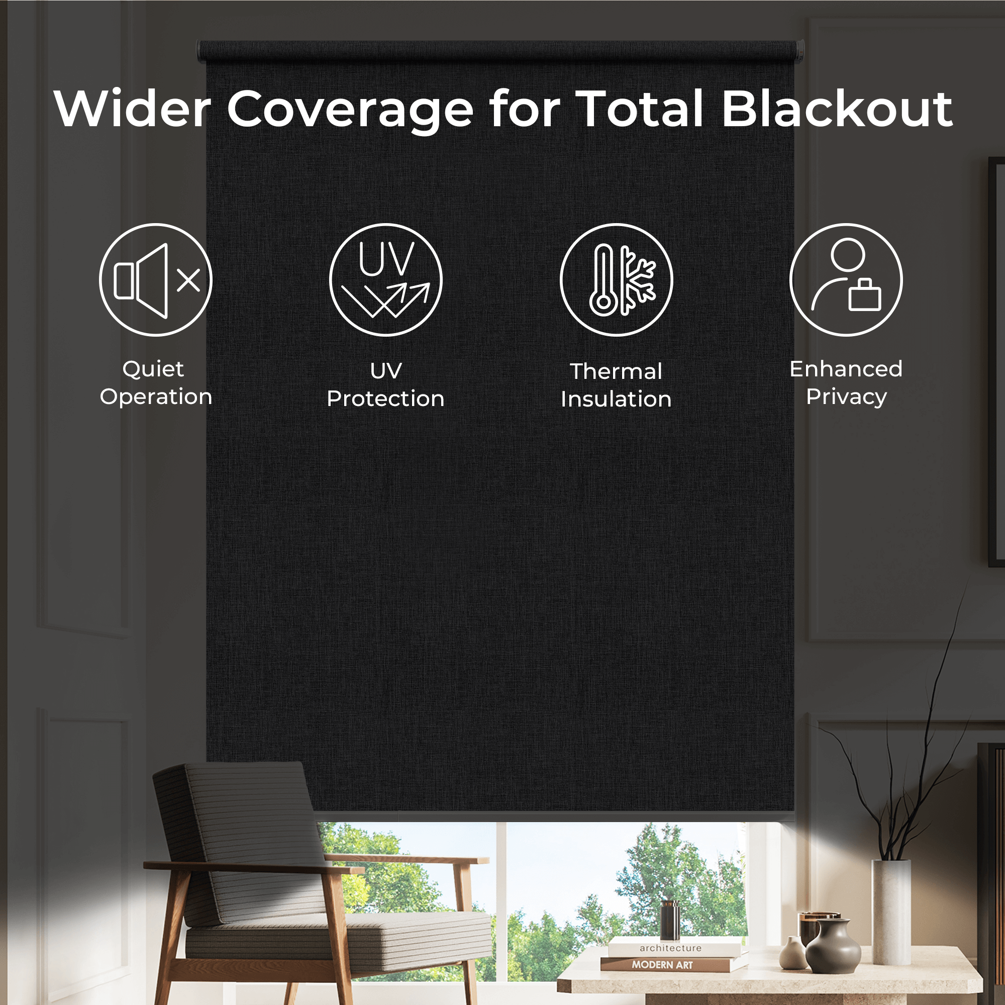 Allesin Outside Mount No-Drill Motorized Roller Shades (Pre-Order)