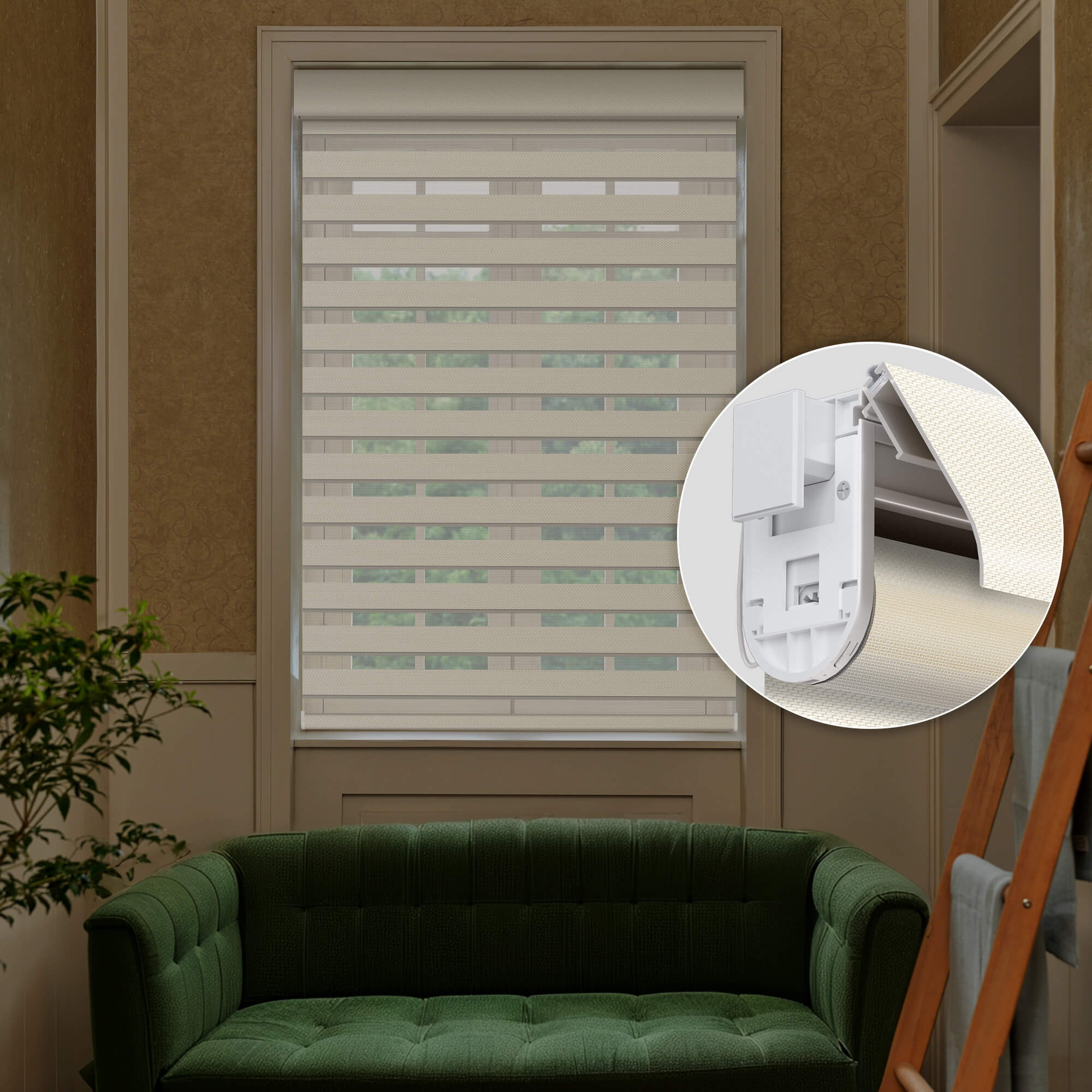 Allesin No-Drill Motorized Zebra Shades