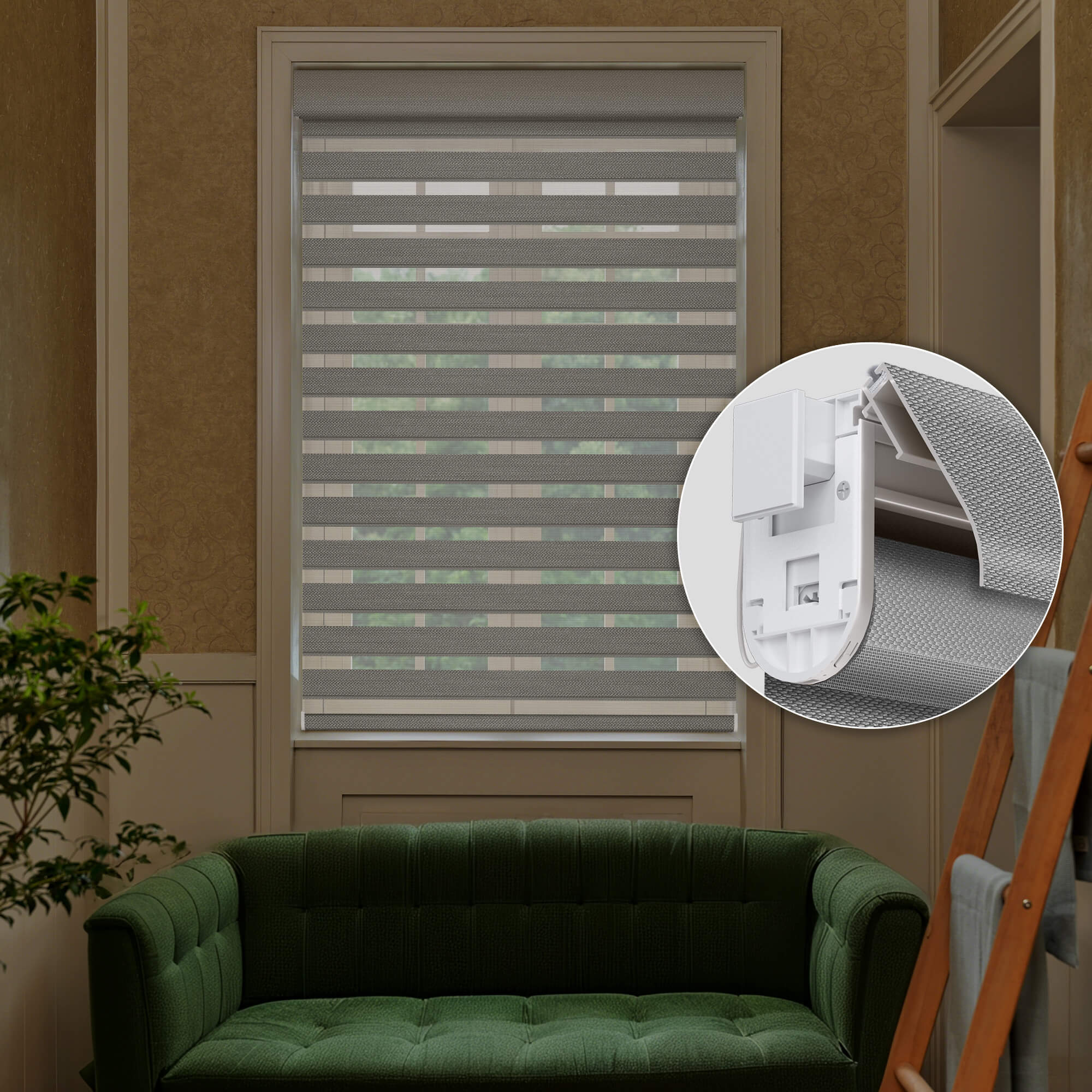 Allesin No-Drill Motorized Zebra Shades