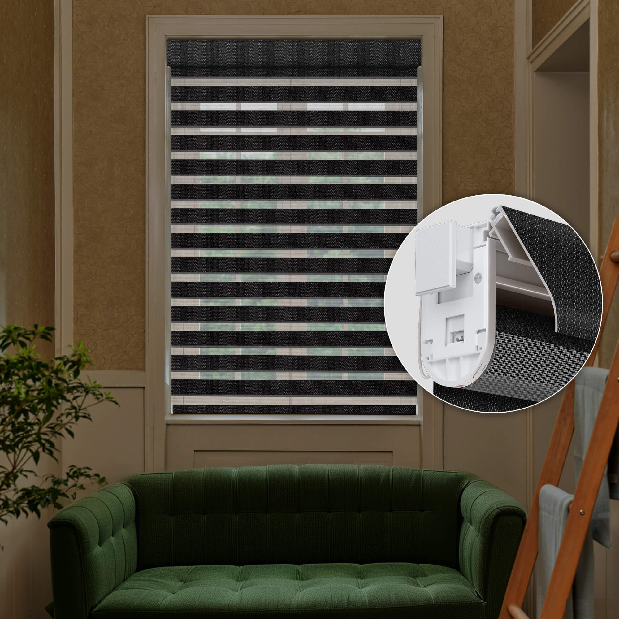 Allesin No-Drill Motorized Zebra Shades